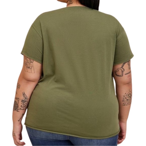 Torrid Foreigner Classic Fit Cotton Keyhole Tee Dusty Olive Size 1 - Picture 2 of 9
